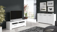 Credenza Amaculi, Madia moderna a 3 ante, Buffet da soggiorno, Mobile porta TV, Madia per salotto, cm 144x42h80, Bianco
