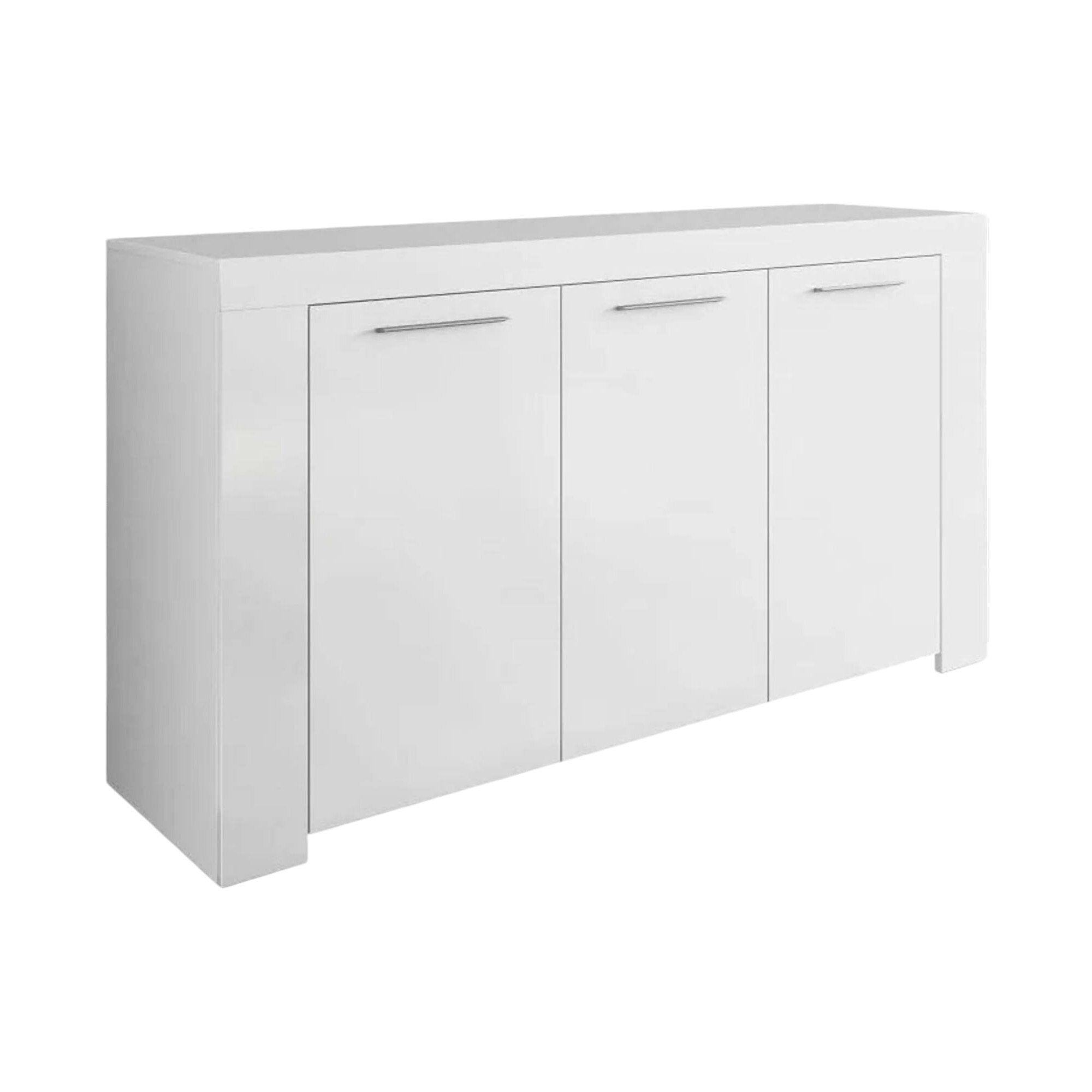 Credenza Amaculi, Madia moderna a 3 ante, Buffet da soggiorno, Mobile porta TV, Madia per salotto, cm 144x42h80, Bianco
