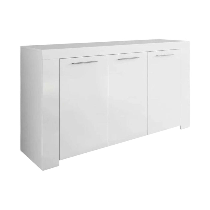 Credenza Amaculi, Madia moderna a 3 ante, Buffet da soggiorno, Mobile porta TV, Madia per salotto, cm 144x42h80, Bianco