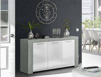 Credenza Amaculi, Madia moderna a 3 ante, Buffet da soggiorno, Mobile porta TV, Madia per salotto, cm 144x42h80, Cemento