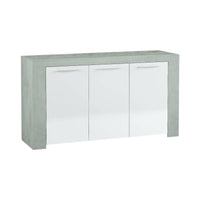 Credenza Amaculi, Madia moderna a 3 ante, Buffet da soggiorno, Mobile porta TV, Madia per salotto, cm 144x42h80, Cemento