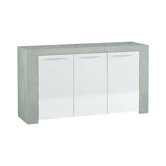 Credenza Amaculi, Madia moderna a 3 ante, Buffet da soggiorno, Mobile porta TV, Madia per salotto, cm 144x42h80, Cemento