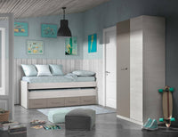 Guardaroba Alpine, Armadio per camera da letto a 2 ante battenti, Mobile con 3 ripiani e barra appendiabiti, cm 90x52h200, Bianco e Marrone