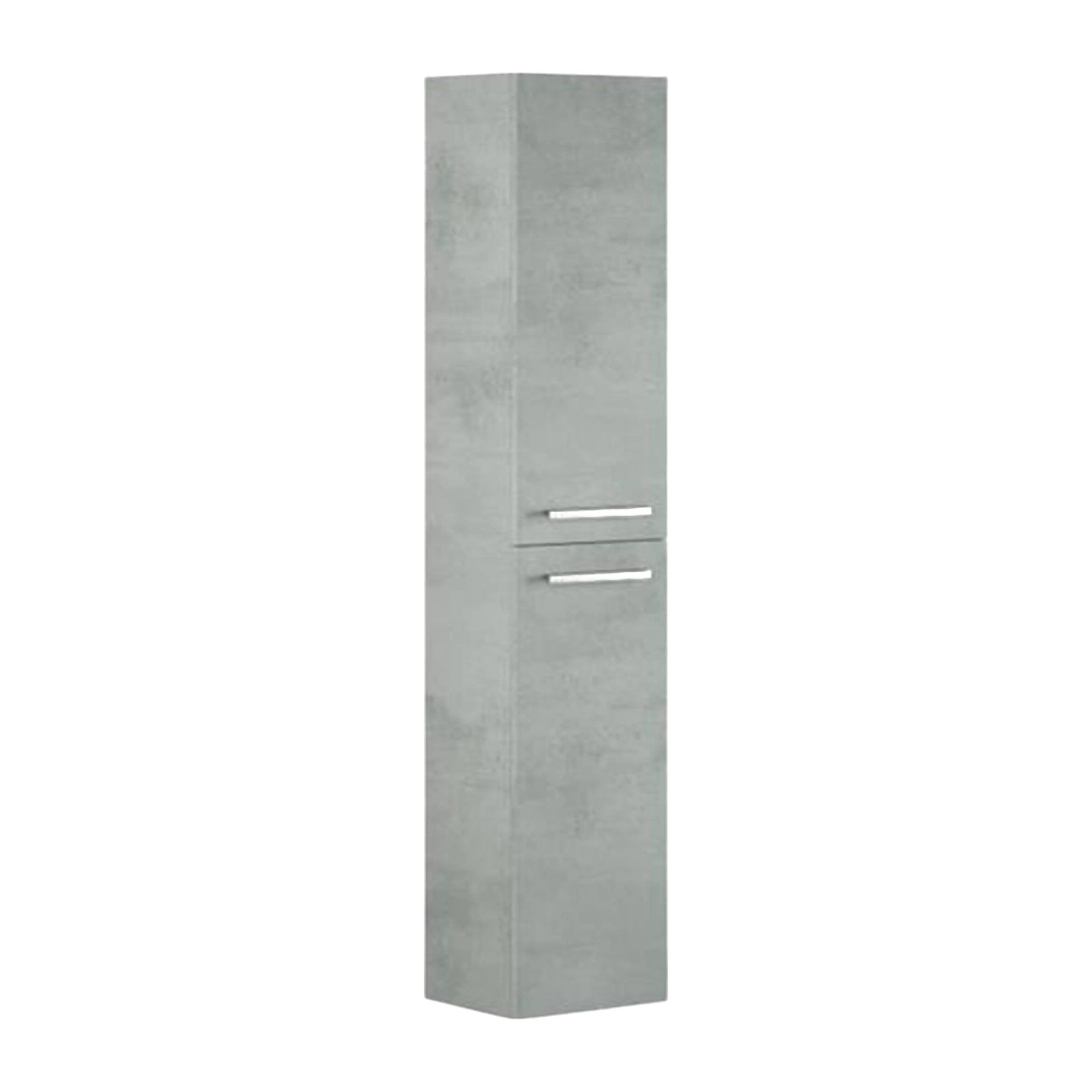 Colonna Bagno Notte, Mobile a colonna per bagno a 2 ante, Armadio pensile sospeso con 2 ripiani, cm 30x25h150, Grigio cemento