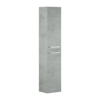 Colonna Bagno Notte, Mobile a colonna per bagno a 2 ante, Armadio pensile sospeso con 2 ripiani, cm 30x25h150, Grigio cemento