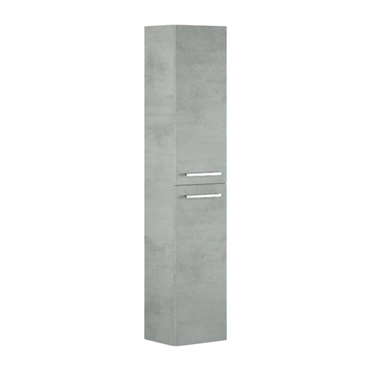 Colonna Bagno Notte, Mobile a colonna per bagno a 2 ante, Armadio pensile sospeso con 2 ripiani, cm 30x25h150, Grigio cemento
