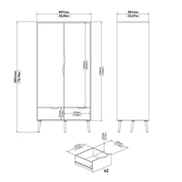 Guardaroba a due ante e due Archilllo, colore bianco e rovere, cm 98 x 200 x 58