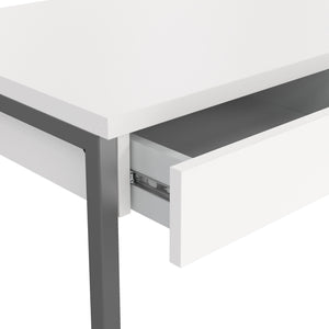 Scrivania lineare a tre Amadeo, colore bianco lucido, cm 125 x 76 x 51