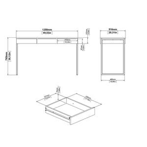Scrivania lineare a tre Amadeo, colore bianco lucido, cm 125 x 76 x 51