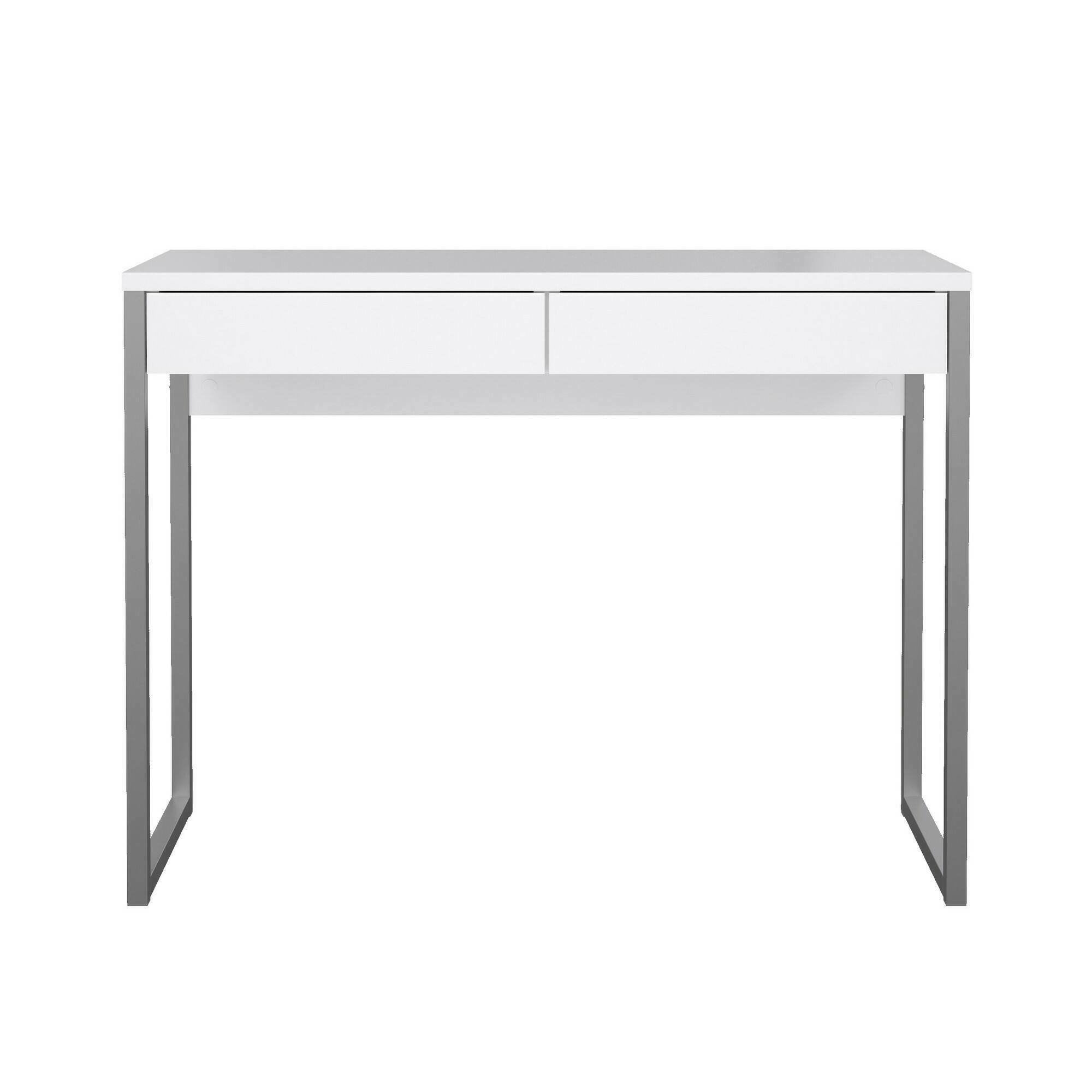 Scrivania lineare con due Anavi, colore bianco, Misure 101 x 76,5 x 40 cm