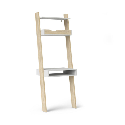 Scrivania Aviv, colore bianco e rovere, cm 65 x 180 x 48