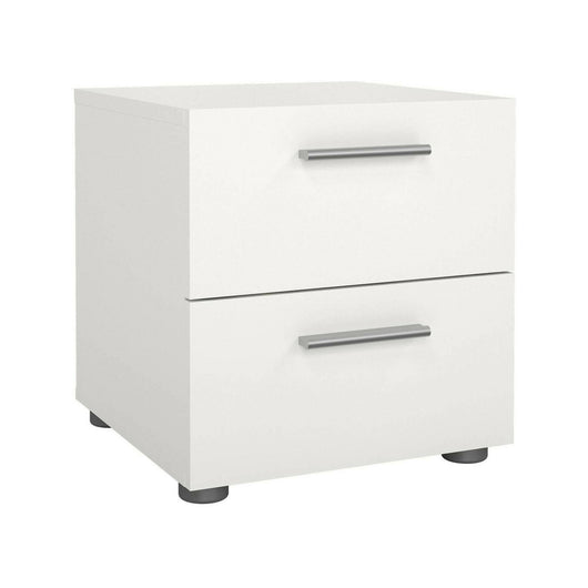 Comodino a due cassetti con Apolla, colore bianco, cm 40 x 42 x 40