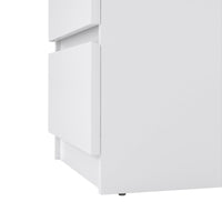 Comodino a due Azar, colore bianco lucido, cm 40 x 49 x 50