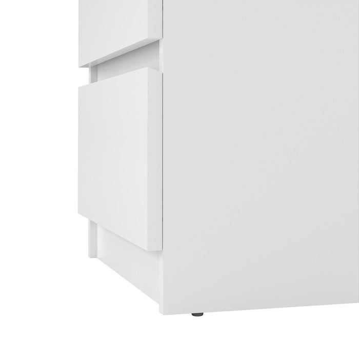 Comodino a due Azar, colore bianco lucido, cm 40 x 49 x 50