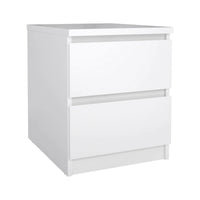 Comodino a due Azar, colore bianco lucido, cm 40 x 49 x 50