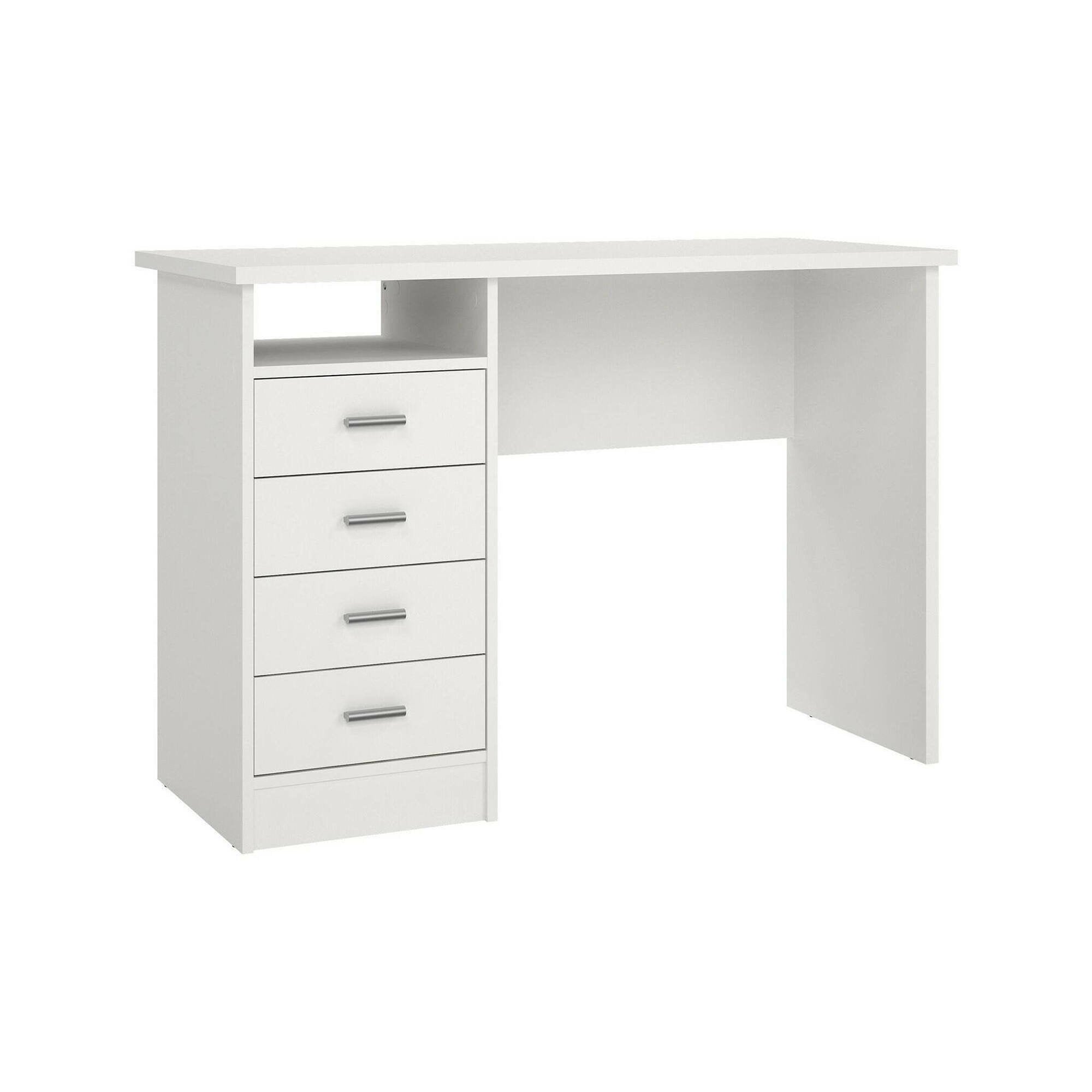 Scrivania lineare con quattro Appollo, colore bianco, Misure 110 x 76 x 48 cm