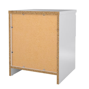 Comodino a un Scolastica, colore bianco lucido, cm 40 x 49 x 40