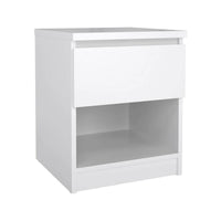 Comodino a un Scolastica, colore bianco lucido, cm 40 x 49 x 40