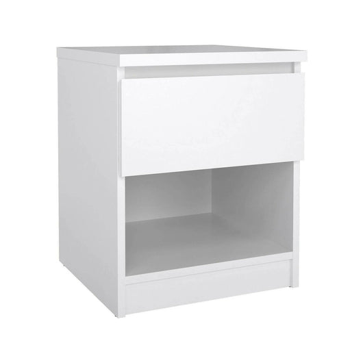 Comodino a un Scolastica, colore bianco lucido, cm 40 x 49 x 40