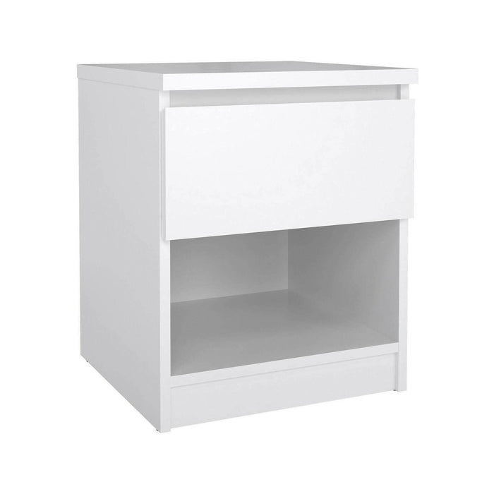 Comodino a un Scolastica, colore bianco lucido, cm 40 x 49 x 40