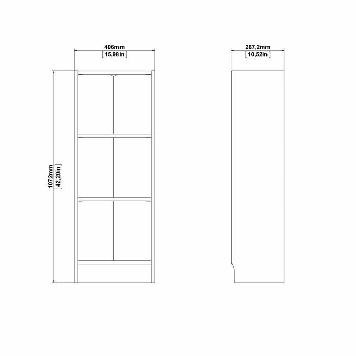 Libreria a tre Alcesti, colore bianco, cm 40 x 107 x 26