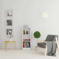 Libreria a tre Alcesti, colore bianco, cm 40 x 107 x 26
