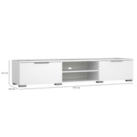 Mobile porta TV a due Ammiro, colore bianco lucido, cm 172 x 33 x 39