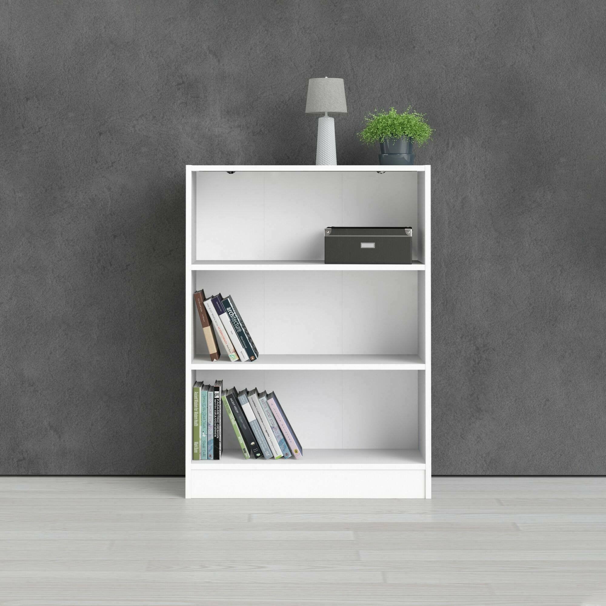 Libreria a tre Aski, colore bianco, cm 79 x 107 x 27