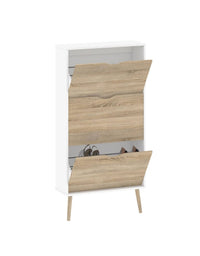 Scarpiera Arnoldo, Mobile portascarpe, Armadio da ingresso multiuso, Mobiletto per calzature, 70x24 h139 cm, Bianco e Quercia