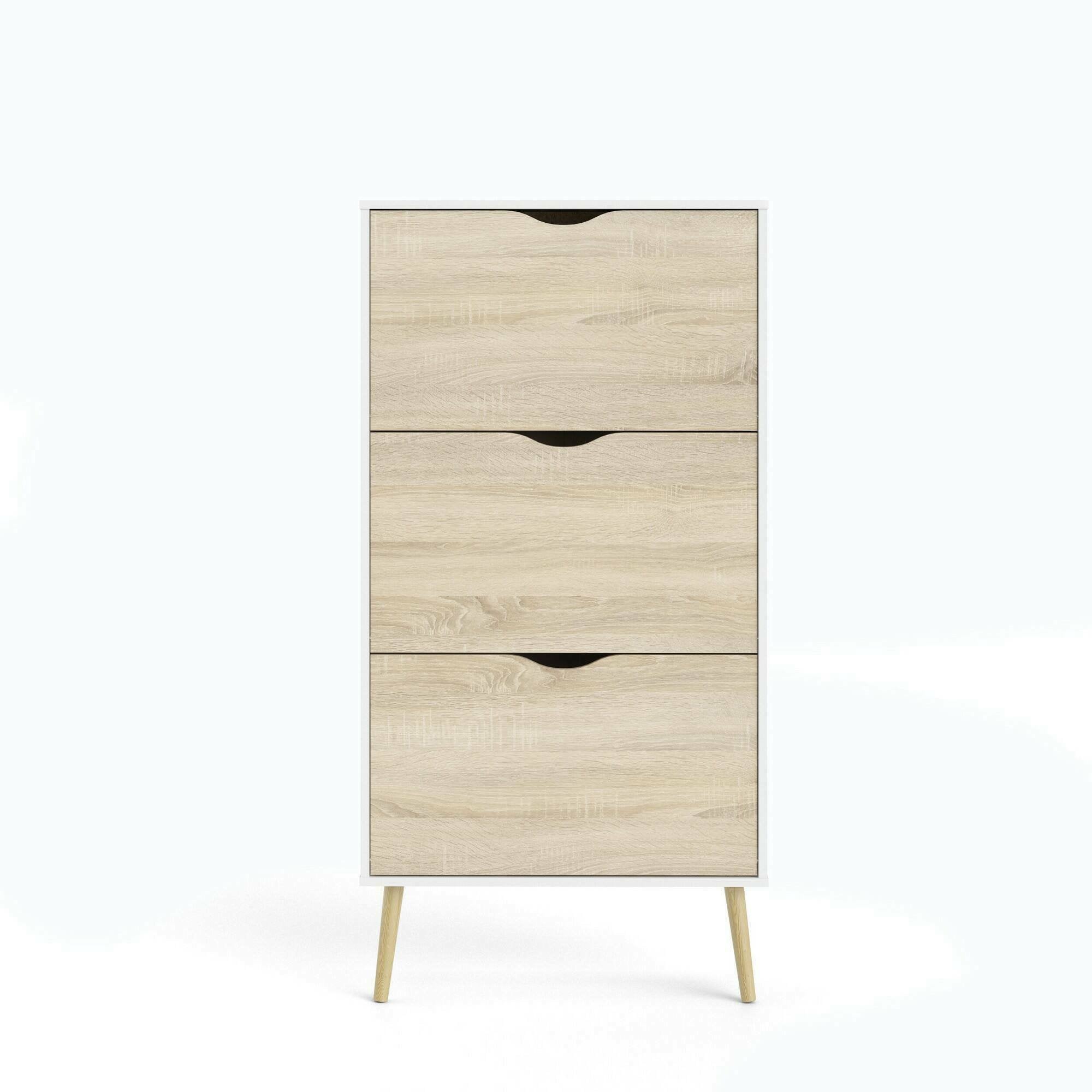 Scarpiera Arnoldo, Mobile portascarpe, Armadio da ingresso multiuso, Mobiletto per calzature, 70x24 h139 cm, Bianco e Quercia