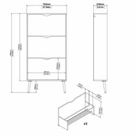Scarpiera Arnoldo, Mobile portascarpe, Armadio da ingresso multiuso, Mobiletto per calzature, 70x24 h139 cm, Bianco e Quercia