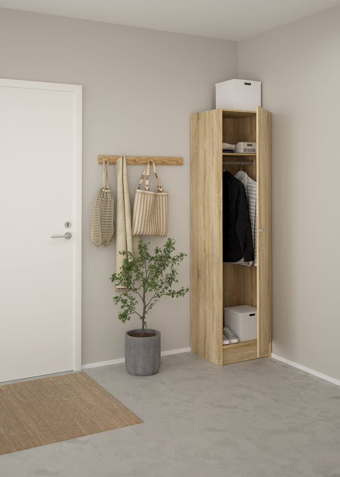 Guardaroba grande Airone, Mobile camera da letto, Cabina armadio portabiti, Armadio appendiabiti, 49x47 h200 cm, Quercia