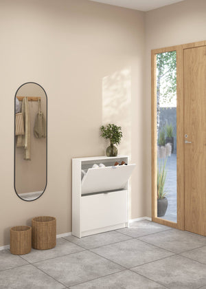 Scarpiera Turchese, Mobile portascarpe, Armadio da ingresso multiuso, Mobiletto per calzature, 70x17 h85 cm, Bianco