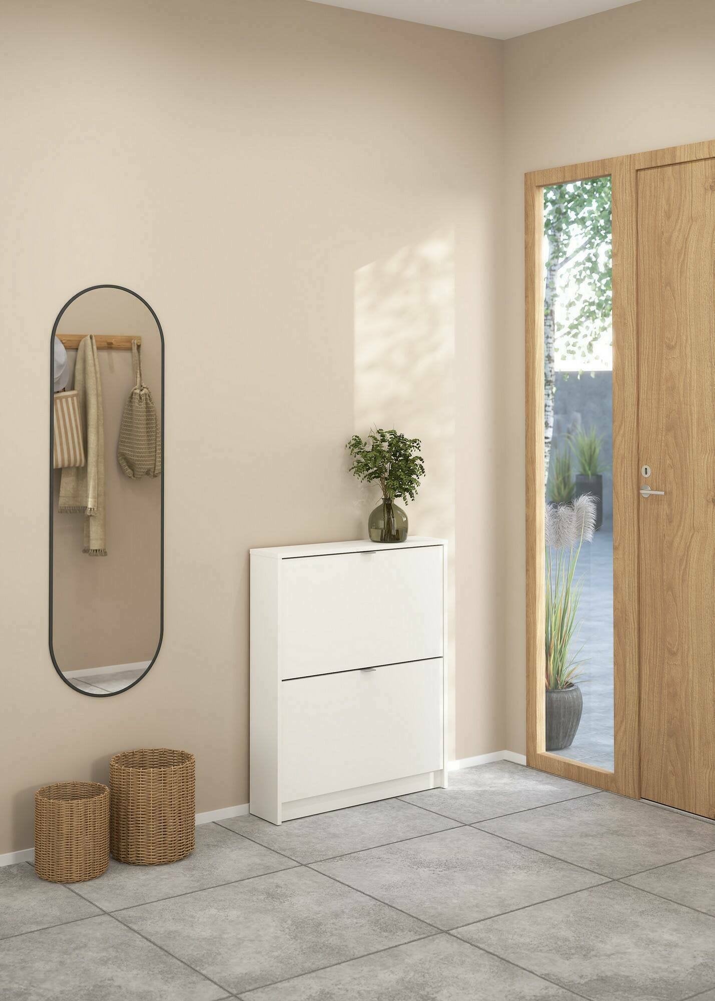 Scarpiera Turchese, Mobile portascarpe, Armadio da ingresso multiuso, Mobiletto per calzature, 70x17 h85 cm, Bianco