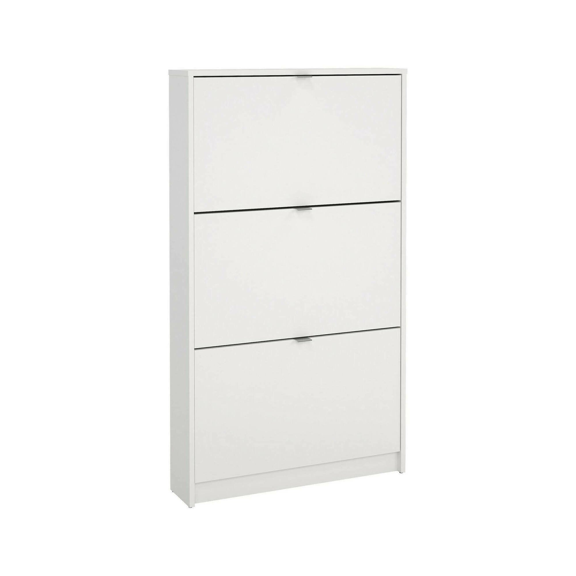 Scarpiera a tre Aran, colore Bianco, cm 70.3 x 123.6 x 16.55