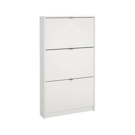 Scarpiera a tre Aran, colore Bianco, cm 70.3 x 123.6 x 16.55