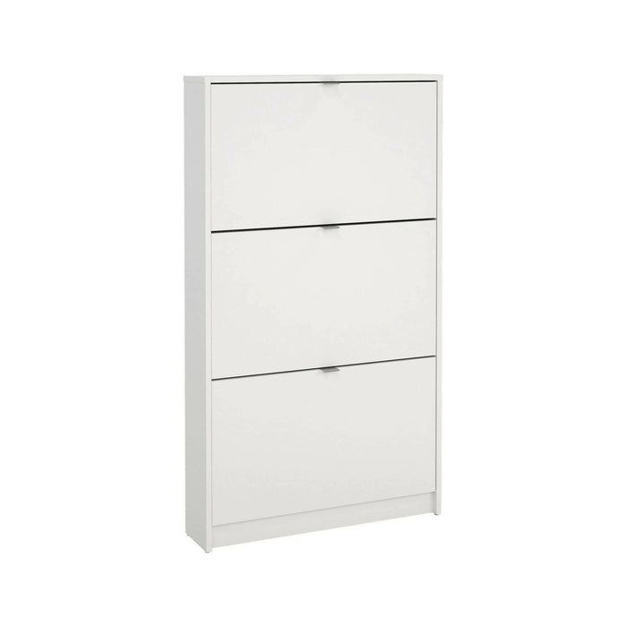 Scarpiera a tre Aran, colore Bianco, cm 70.3 x 123.6 x 16.55