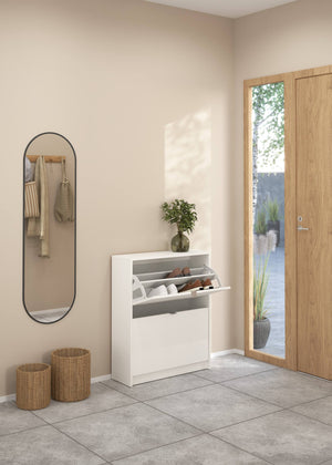 Scarpiera Larry, Mobile portascarpe, Armadio da ingresso multiuso, Mobiletto per calzature, 70x24 h85 cm, Bianco