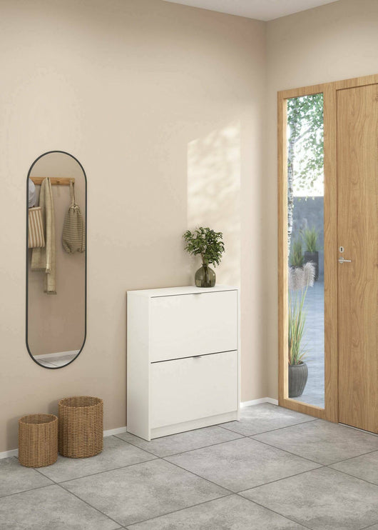 Scarpiera Larry, Mobile portascarpe, Armadio da ingresso multiuso, Mobiletto per calzature, 70x24 h85 cm, Bianco