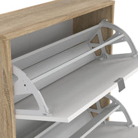 Scarpiera Irina, Mobile portascarpe, Armadio da ingresso multiuso, Mobiletto per calzature, 70x24 h124 cm, Quercia e Bianco