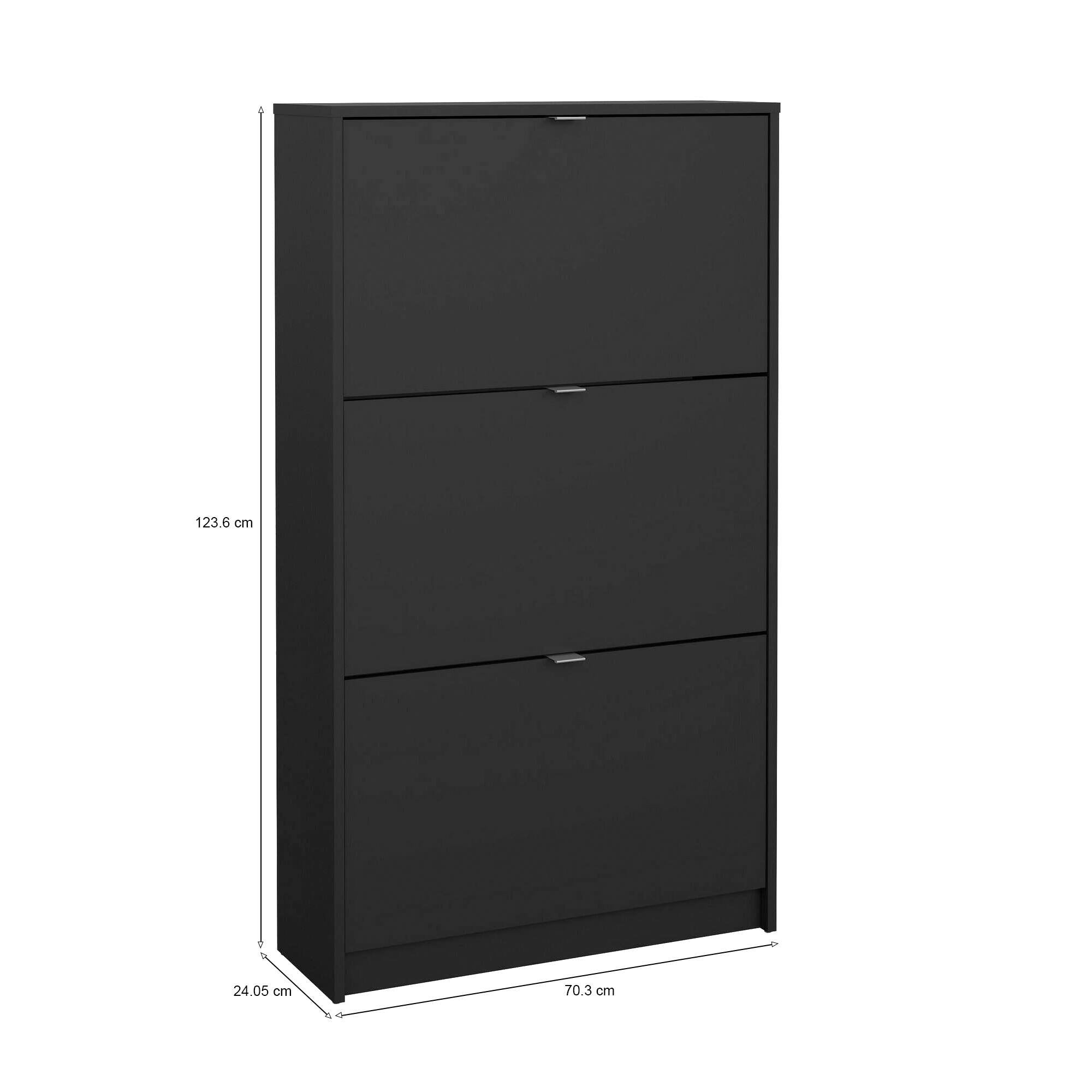 Scarpiera Irina, Mobile portascarpe, Armadio da ingresso multiuso, Mobiletto per calzature, 70x24 h124 cm, Nero