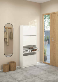 Scarpiera Epidoto, Mobile portascarpe, Armadio da ingresso multiuso, Mobiletto per calzature, 70x24 h162 cm, Bianco