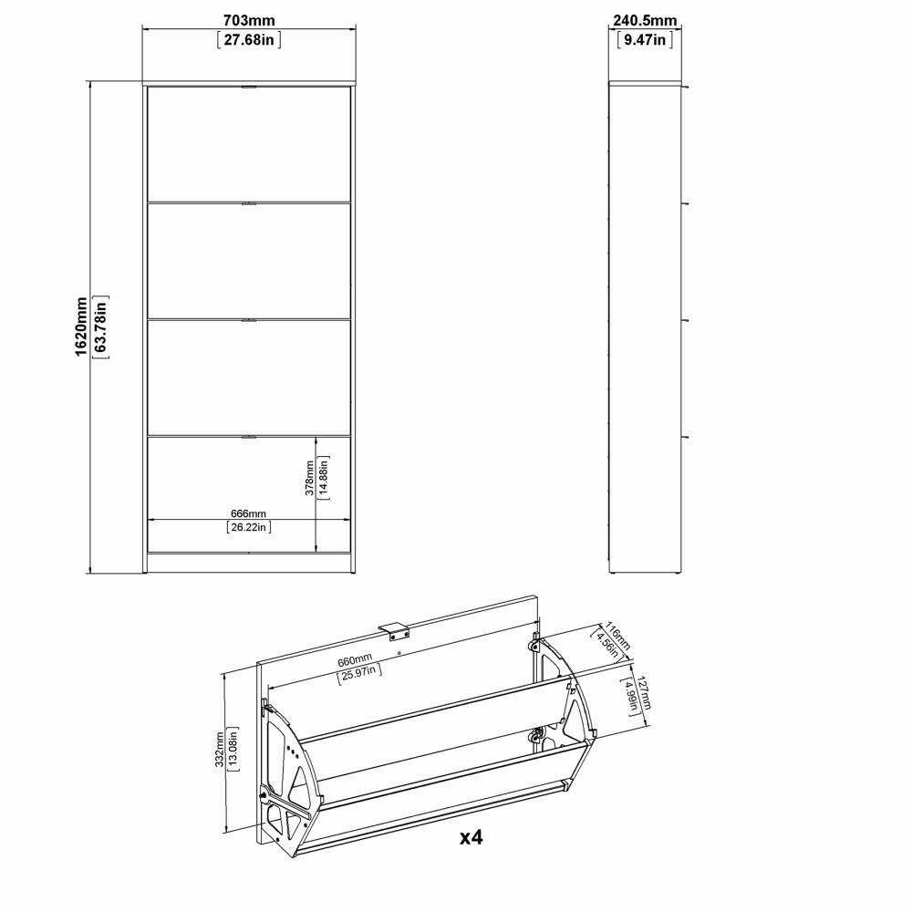 Scarpiera Epidoto, Mobile portascarpe, Armadio da ingresso multiuso, Mobiletto per calzature, 70x24 h162 cm, Bianco