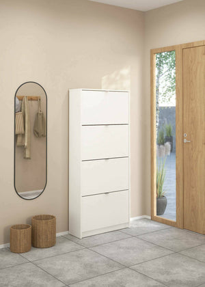 Scarpiera Epidoto, Mobile portascarpe, Armadio da ingresso multiuso, Mobiletto per calzature, 70x24 h162 cm, Bianco