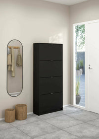 Scarpiera Epidoto, Mobile portascarpe, Armadio da ingresso multiuso, Mobiletto per calzature, 70x24 h162 cm, Nero