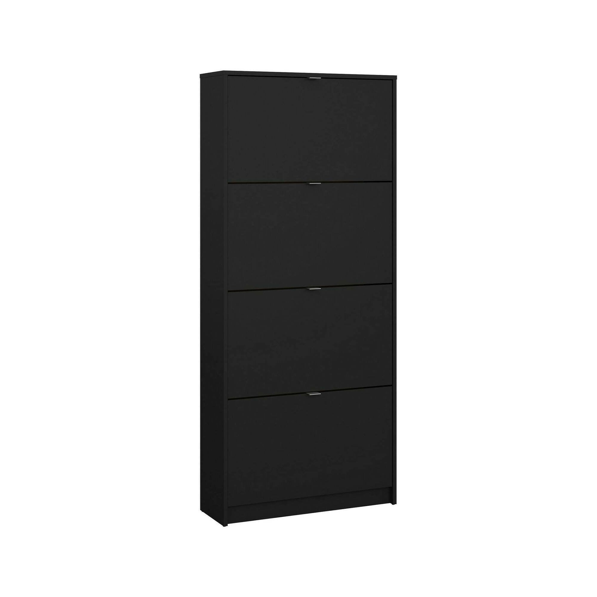 Scarpiera Epidoto, Mobile portascarpe, Armadio da ingresso multiuso, Mobiletto per calzature, 70x24 h162 cm, Nero