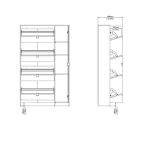 Scarpiera a quattro ante con Acino, colore quercia, Misure 99 x 162 x 24 cm