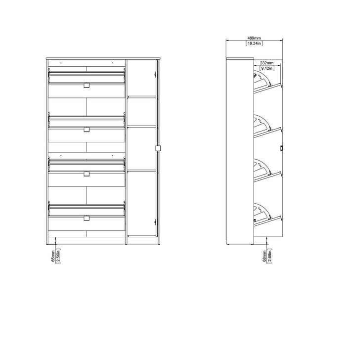 Scarpiera a quattro ante con Acino, colore quercia, Misure 99 x 162 x 24 cm