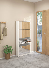 Scarpiera Aepytus, Mobile portascarpe, Armadio da ingresso multiuso, Mobiletto per calzature, 70x24 h162 cm, Bianco