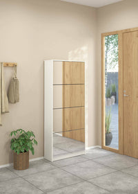 Scarpiera Aepytus, Mobile portascarpe, Armadio da ingresso multiuso, Mobiletto per calzature, 70x24 h162 cm, Bianco